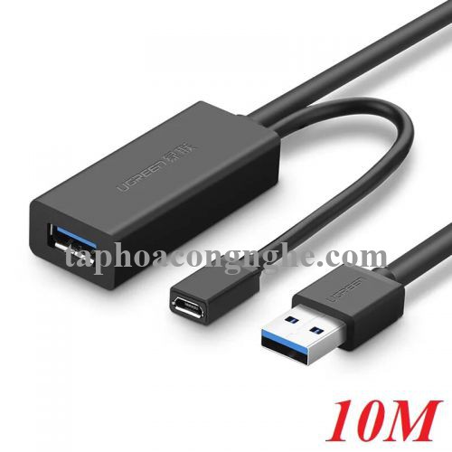 Ugreen 20827 10M màu Đen Cáp tín hiệu nối dài USB 3.0 hỗ trợ nguồn MICRO USB US175 30020827
